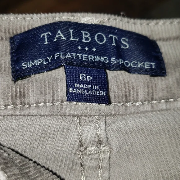 Talbots Simply Flatting 5-Pocket Gray Corduroy Pants, Size 6P - Picture 5 of 6